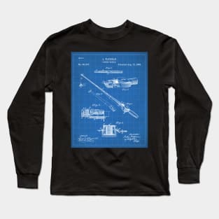 Fishing Rod Patent - Fishing Art - Blueprint Long Sleeve T-Shirt